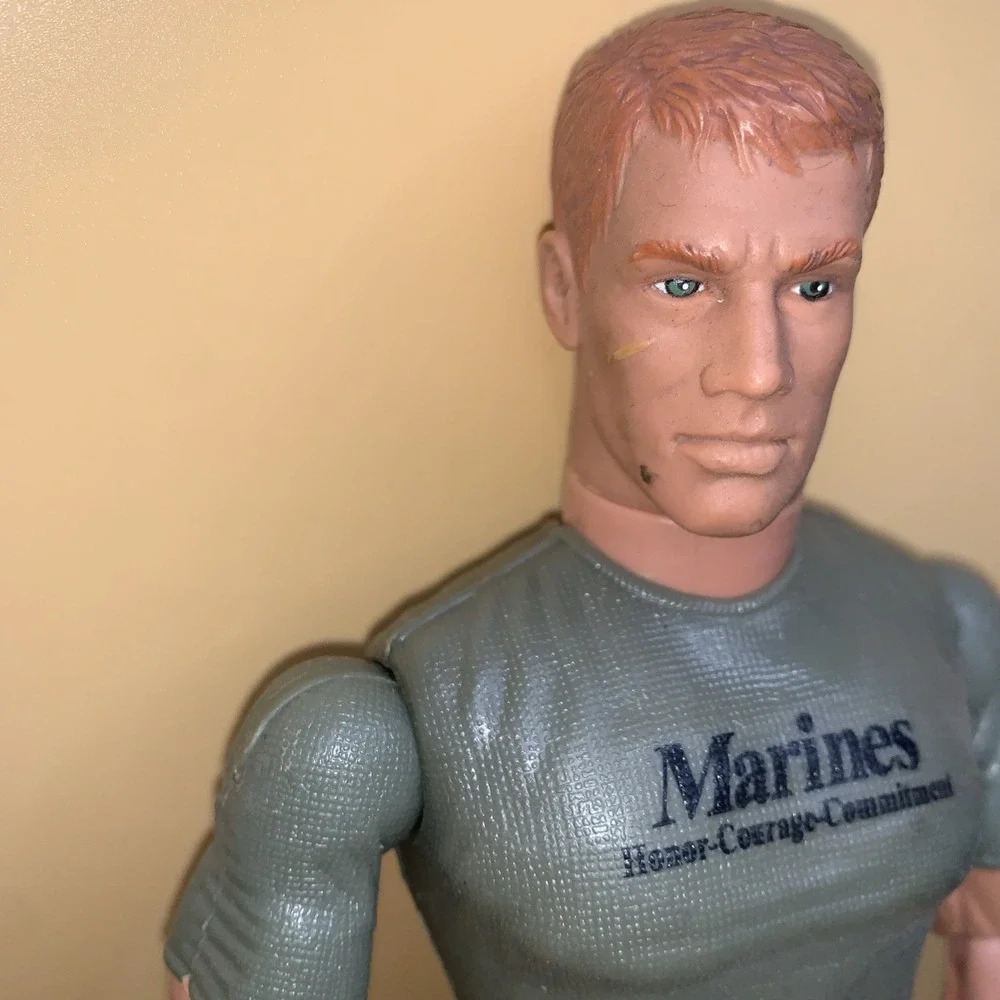 Vtg 1990s GI Joe Action Figure Jointed Soldier Marines Honor Courage Imprint